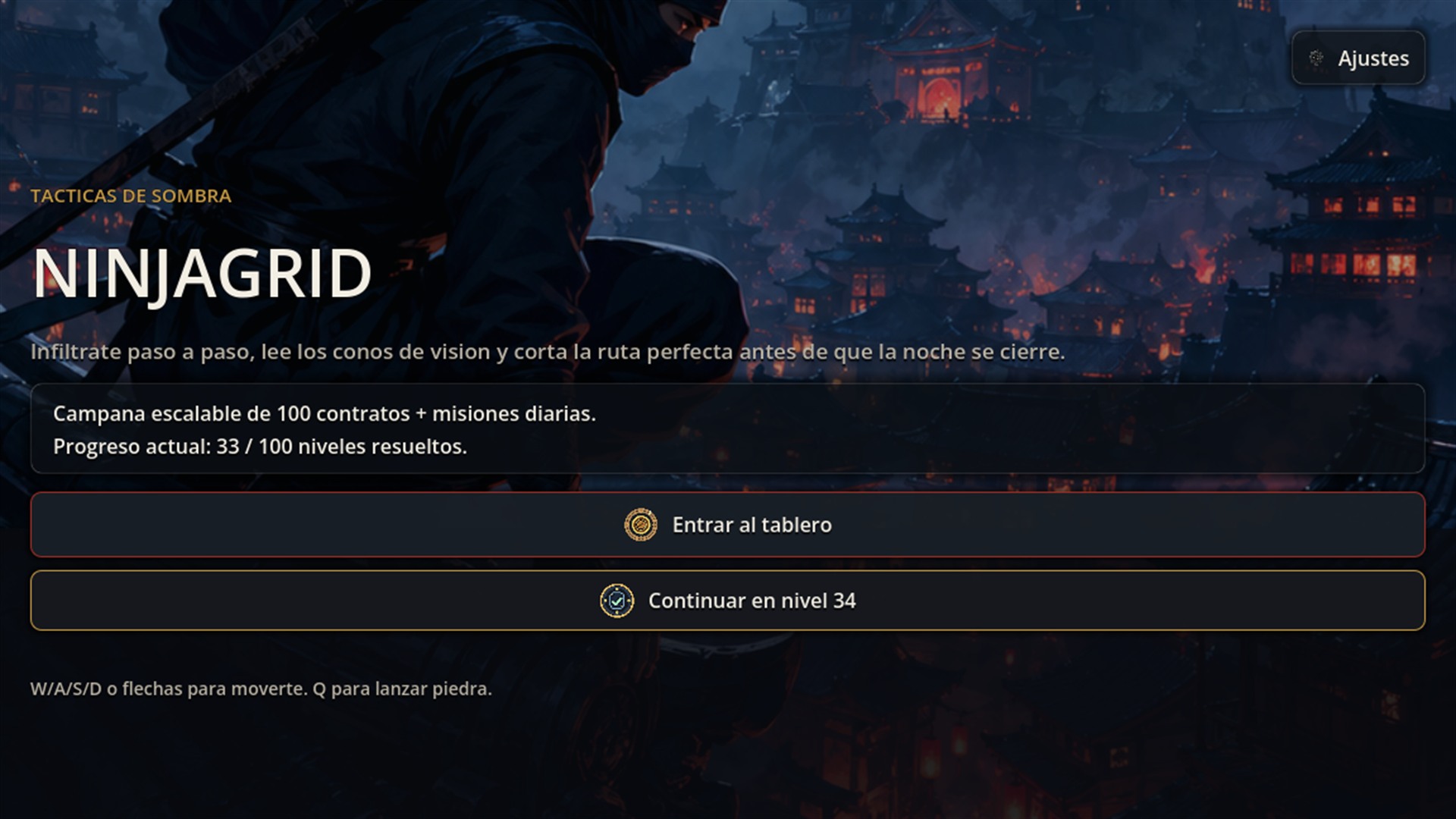 Ninjagrid main menu